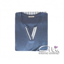 Jadea pigiama con shorts rigato azzurro 3086