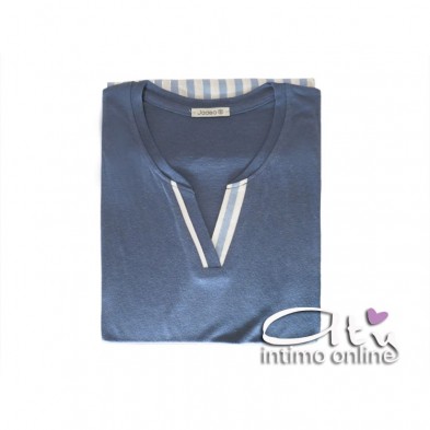 Jadea pigiama con shorts rigato azzurro 3086