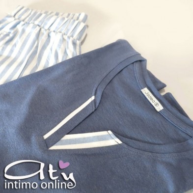 Jadea pigiama con shorts rigato azzurro 3086