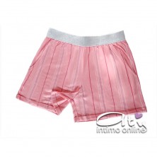 Jadea pigiama con shorts rigato rosa e fascetta lurex argento 3093