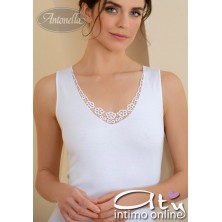Canottiera spalla larga Antonella BF13 felpata macramè Pack 3 PZ
