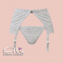 set reggicalze strass bianco + perizoma ChiliRose lingerie CR3618