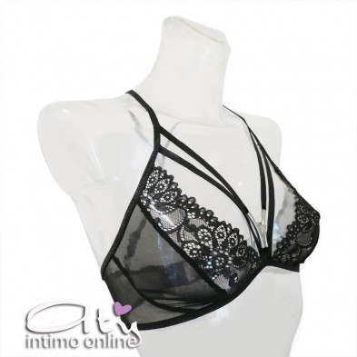 Reggiseno sexy string con perizoma e reggicalze con ricamo Snehana LivCorsetti