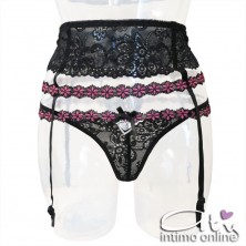 Reggiseno sexy string con perizoma e reggicalze con ricamo Snehana LivCorsetti