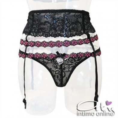 Reggiseno sexy string con perizoma e reggicalze con ricamo Snehana LivCorsetti