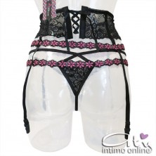 Reggiseno sexy string con perizoma e reggicalze con ricamo Snehana LivCorsetti
