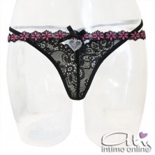 Reggiseno sexy string con perizoma e reggicalze con ricamo Snehana LivCorsetti