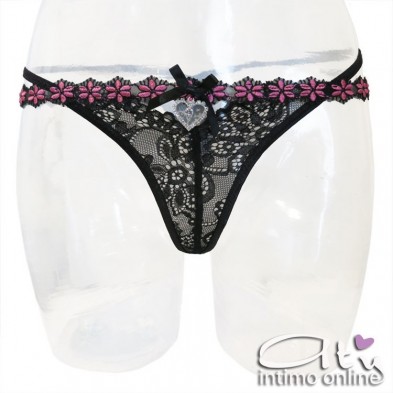 Reggiseno sexy string con perizoma e reggicalze con ricamo Snehana LivCorsetti
