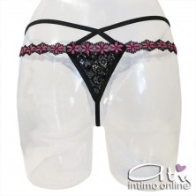 Reggiseno sexy string con perizoma e reggicalze con ricamo Snehana LivCorsetti