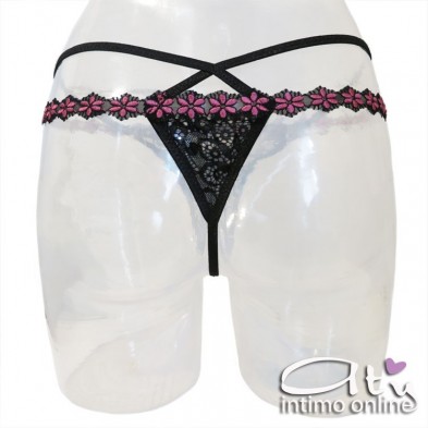 Reggiseno sexy string con perizoma e reggicalze con ricamo Snehana LivCorsetti