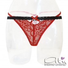 Reggiseno rosso sexy string con perizoma con ricamo Tarinas LivCorsetti