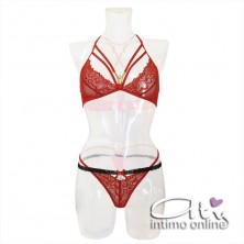 Reggiseno rosso sexy string con perizoma con ricamo Tarinas LivCorsetti