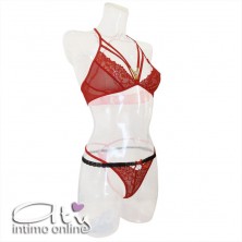 Reggiseno rosso sexy string con perizoma con ricamo Tarinas LivCorsetti