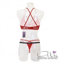 Reggiseno rosso sexy string con perizoma con ricamo Tarinas LivCorsetti