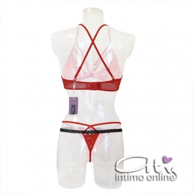 Reggiseno rosso sexy string con perizoma con ricamo Tarinas LivCorsetti