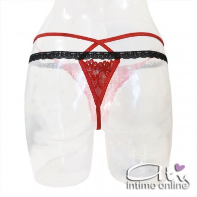 Reggiseno rosso sexy string con perizoma con ricamo Tarinas LivCorsetti