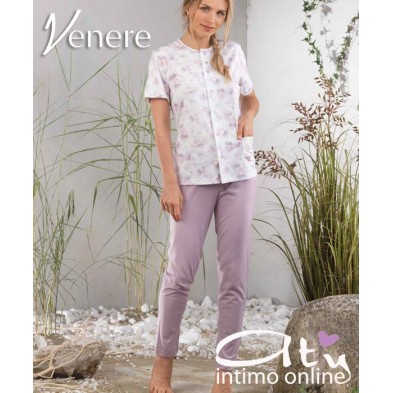 Pigiama estivo mezza manica aperto rosa polvere 2106 Venere