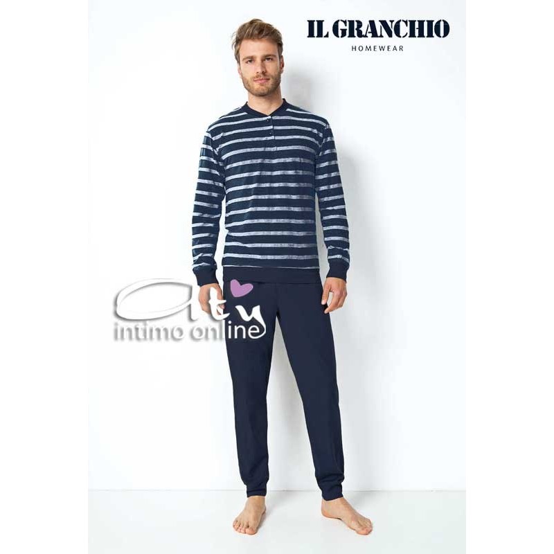 Il Granchio pigiama uomo estivo GP348 blu con polsi