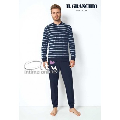 Il Granchio pigiama uomo estivo GP348 blu con polsi