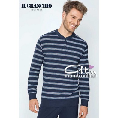 Il Granchio pigiama uomo estivo GP348 blu con polsi