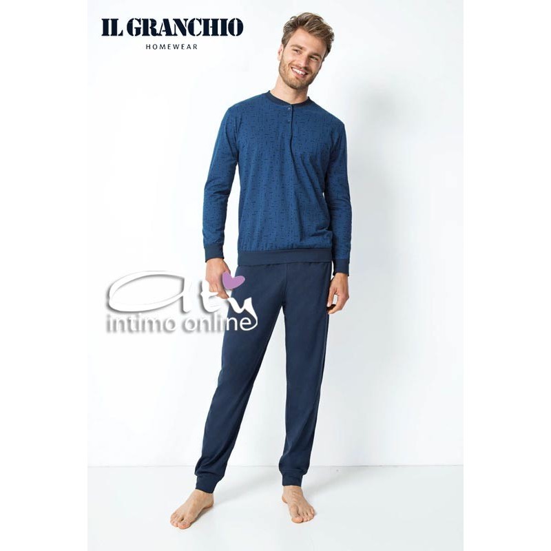 Il Granchio pigiama uomo estivo GP351 jeans e avio con polsi