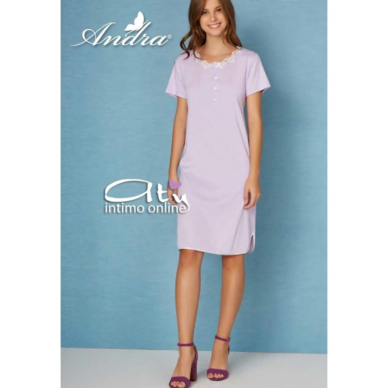 Andra Dreamwear camicia da notte donna con collo macramè 8542