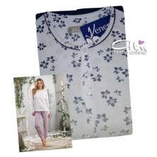 Pigiama estivo da donna color cielo o polvere con fiori 2017 Venere