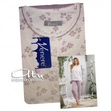 Pigiama estivo da donna color cielo o polvere con fiori 2017 Venere