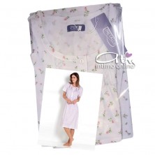 Linclalor camicia da notte mezza manica con roselline violetta o cocoon 73583
