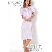 Linclalor camicia da notte mezza manica con roselline violetta o cocoon 73583