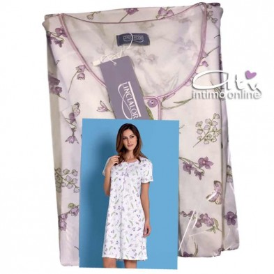 Linclalor camicia da notte da donna mezza manica profili lucido 73615