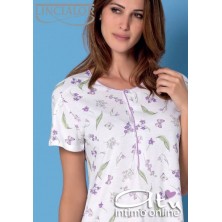 Linclalor camicia da notte da donna mezza manica profili lucido 73615