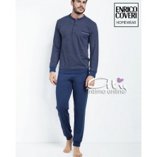 Pigiama da uomo estivo Coveri EP8101con casacca fazzoletto jeans