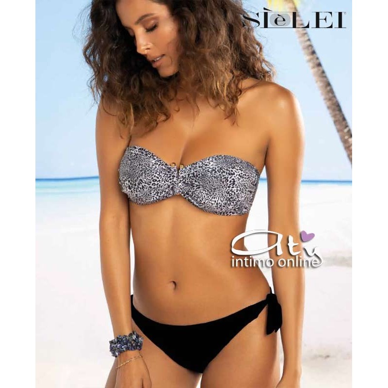 Bikini due pezzi costume da bagno a fascia Animalier + slip annodato SièLei NI55/NI62