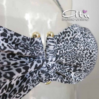 Bikini due pezzi costume da bagno a fascia Animalier + slip annodato SièLei NI55/NI62
