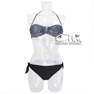 Bikini due pezzi costume da bagno a fascia Animalier + slip annodato SièLei NI55/NI62