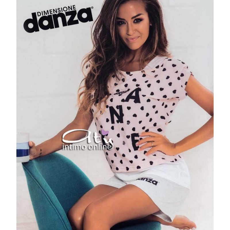 Pigiama estivo da donna a cuori con short Dimensioni Danza DD20131