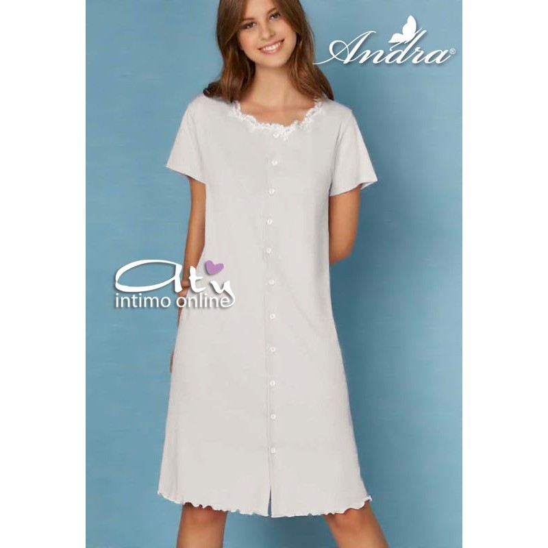 Andra Dreamwear camicia aperta da donna con collo macramè 8540