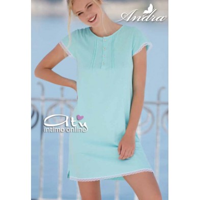 Andra Dreamwear camicia da notte mezza manica color tiffany 8501